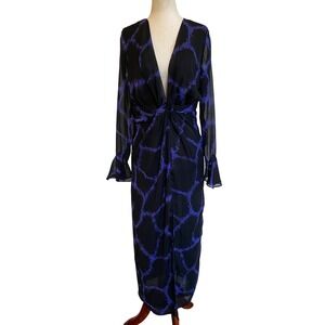 TopShop Witchy Woven Knot Front Plunge Occasion Purple Black Goth dress 10 NWOT